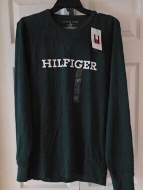 Tommy Hilfiger Mens Thermal Logo Long-Sleeve Spruce
